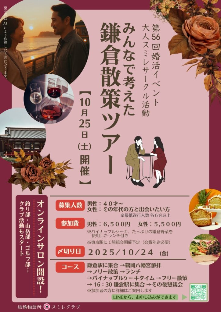 第56回婚活イベント大人スミレサークル活動「みんなで考えた鎌倉散策ツアー」【埼玉県川越市結婚相談所スミレクラブ】